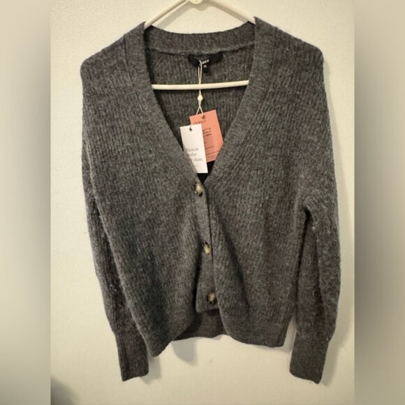 NWT Quince 3 Button Grey Women's Sweater, 28% Alpaca, Size S - Picture 1 of 6